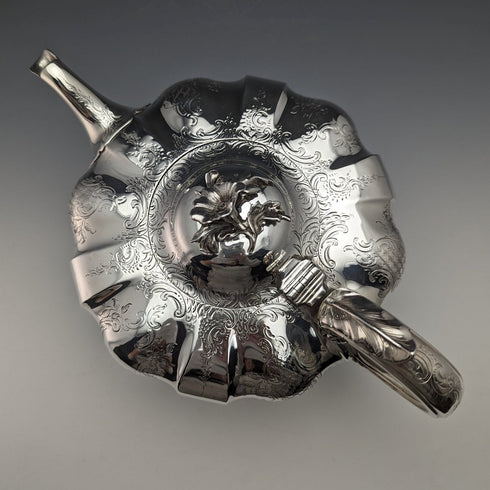 1847年 英国アンティーク 純銀製 メロン型ティーポット 696g Charles&George